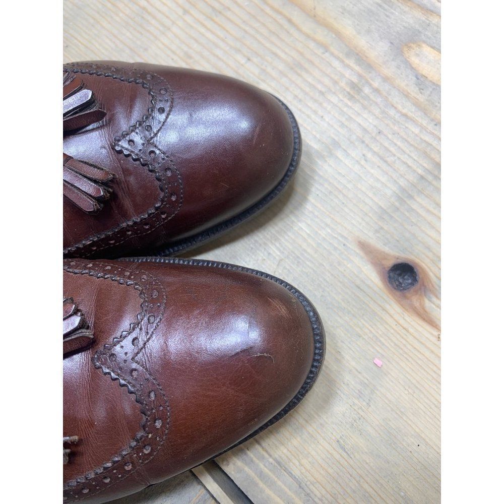 SALVATORE Ferragamo Slip On Kiltie Tassels Shoes Men’s 10.5 B Brown Italy - Picture 11 of 11